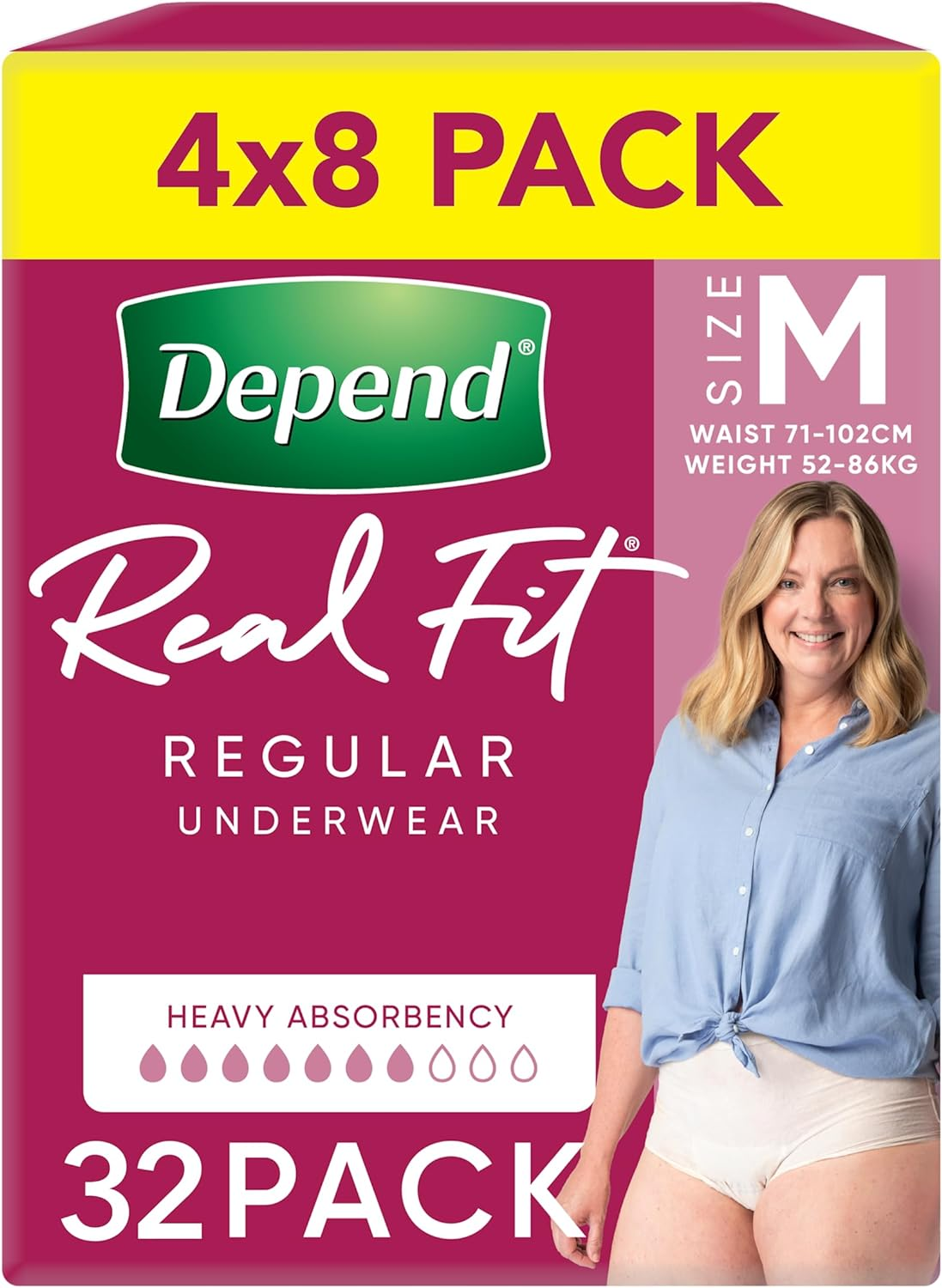 Depend Real Fit Incontinence Underwear Regular Women Medium 32 Count (4 X 8 Pack) - Packaging May Vary image number 5