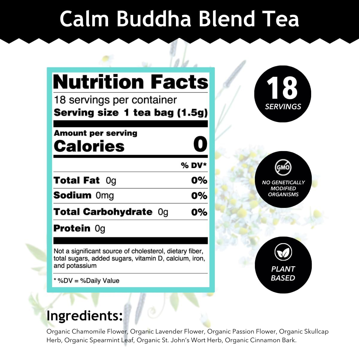 Buddha Teas Calming Buddha Blend Herbal Tea 18 Teabags