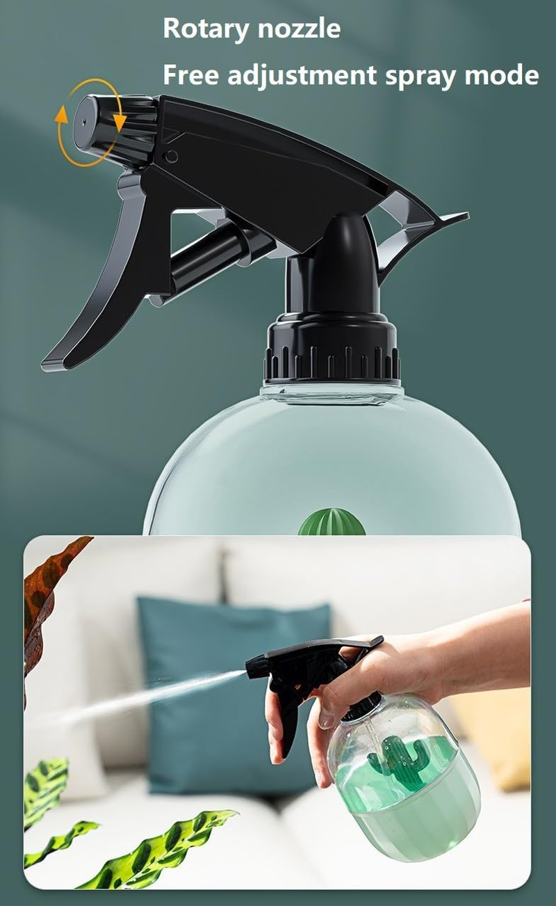 Water Spray Bottle, Watering Can for Indoor Plants with Adjustable Nozzle - 2 Ways Plastic Mister for Gardening (Green, One Size) image number 2