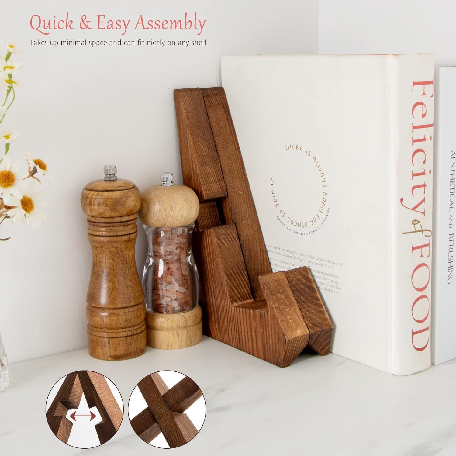 Cookbook Stand,Recipe Book Holder for Display Stand,Handmade Wooden Cookbook Holder,Table Top Decorative Easels Display,Modern and Traditional Kitchen Stand for Book,Craft Objects 1Pcs image number 5