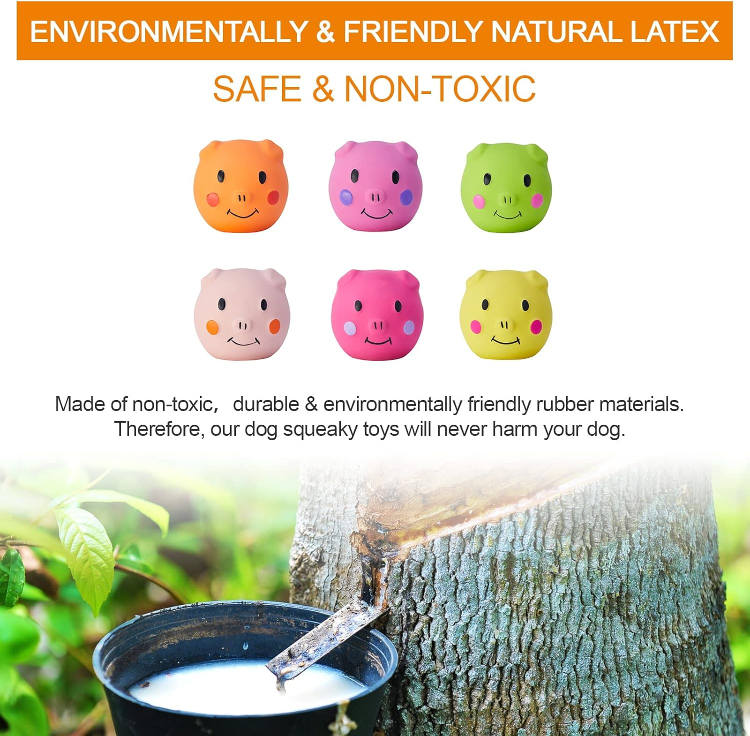 Coricorsu Dog Toy Squeaky Dog Toys Chewing Durable Teething Latex Rubber Soft Interactive Fetch Play Dog Balls with Funny Pig Face for Puppy Small Medium Pet Dog (6PCS) image number 5