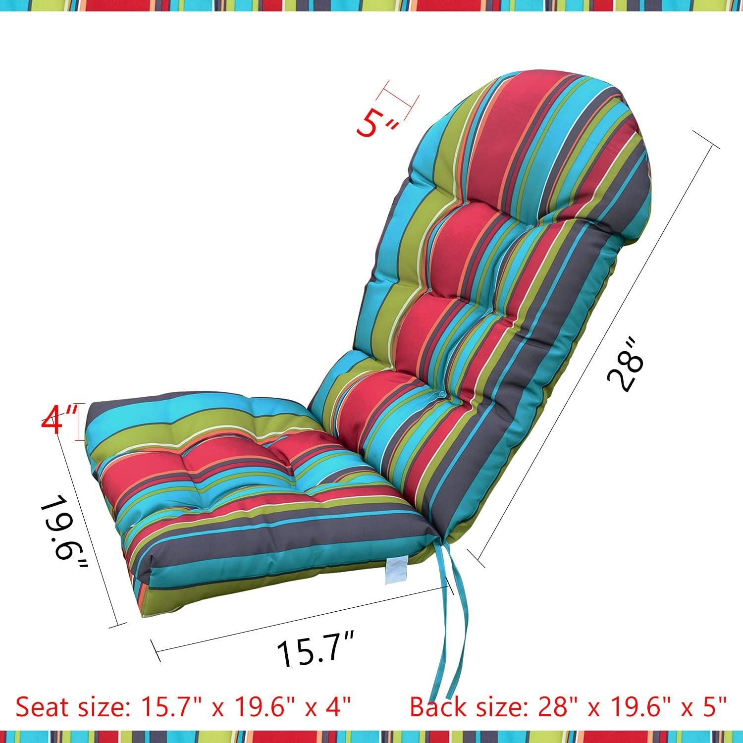 Enipate Weather Resistant Adirondack Chair Cushions High Back Indoor Outdoor Patio Tufted Lounge Cushion Seat Pads