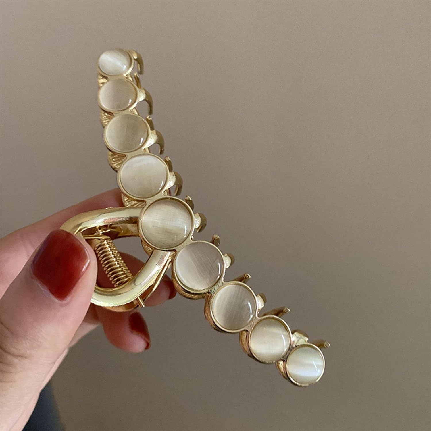 Inateannal Small Opal Hair Claw Clips for Women Girls Non-Slip Shark Clip Hair Clip Large Wedding Bridal Hair Clip Hair Accessories for Thick Hair Thin Hair image number 5