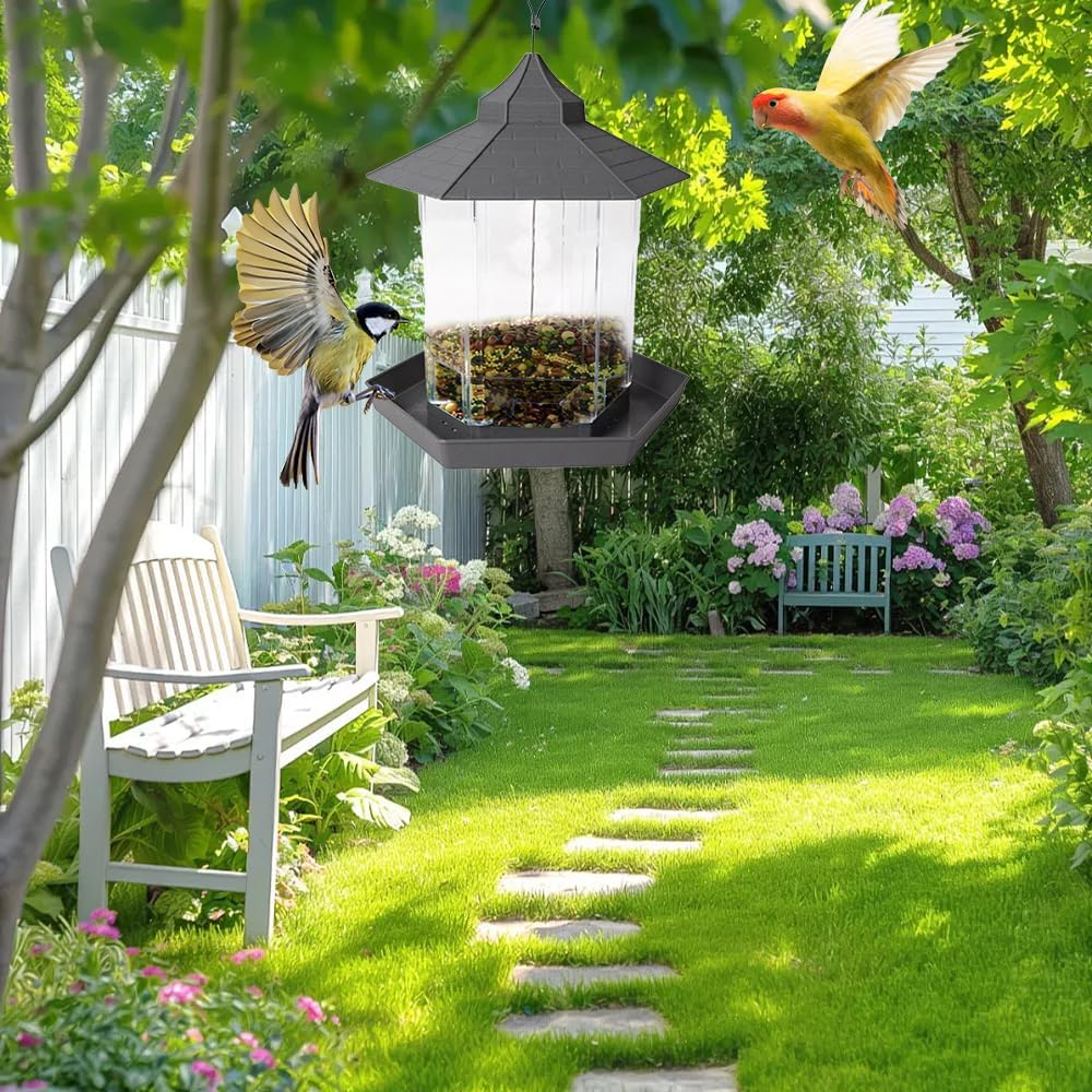 Hanging Bird Feeder with Drain Holes ，Weatherproof Bird Feeder Cage/Garden Yard Decoration,Garden Bird Feeder Cage for Yellow Finch, Magpie, Sparrows, Swallow Hamil image number 4