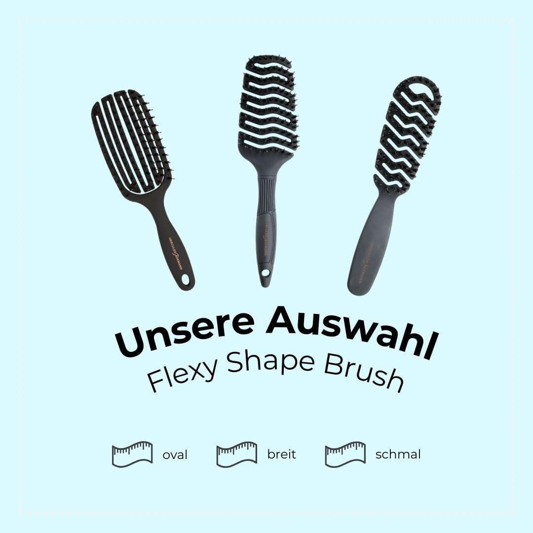 HERCULES S&Auml;GEMANN - 9155 Flexy Shape Hair Brush | Flexible, Gentle Natural Hair Brush | Boar Bristles with Nylon Pins | Detangling Brush for Long Hair | Oval - Medium Size image number 2