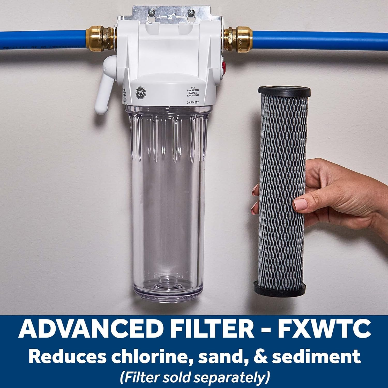 GE Whole House Water Filtration System | Reduces Sediment, Rust & More | Install Kit & Accessories Included | Filter Not Included | Replace Filter (FXWTC, FXUSC, FXWPC, FXWSC) Every 3 Months | GXWH20T image number 6