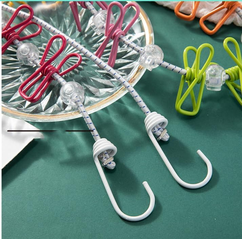 Wzenclave Retractable Portable Clothesline for Travel Clothing Line with 12 Clothes Clips and 13 Cord Lock It'S Suitable for Indoor and Outdoor Balcony Outdoor Camping Use Multicolor Drying Line image number 2