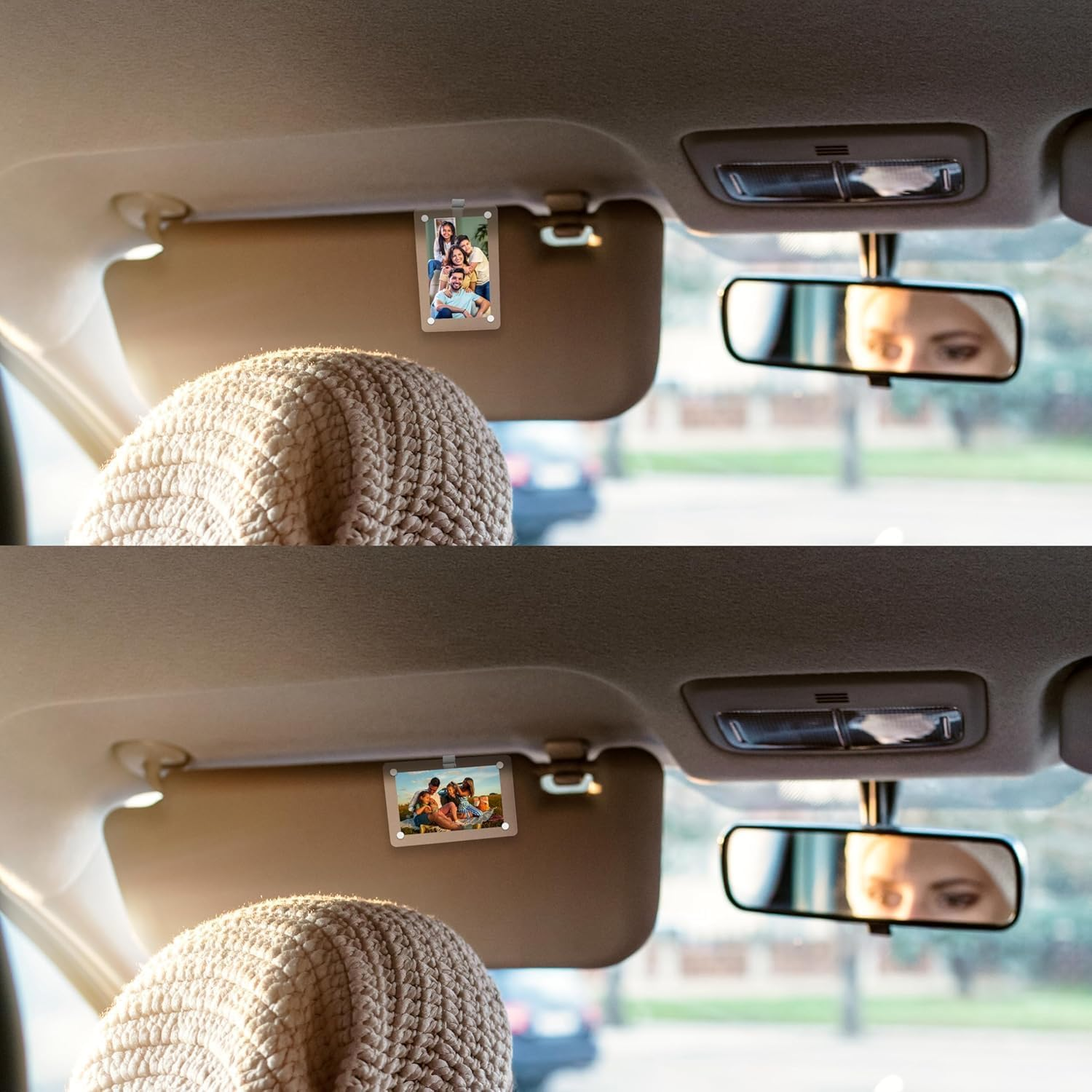 1 Pack Car Sun Visor Photo Holder,Universal Magnetic Personalized Photo Clip,Add Your Own Photo Car Visor Clip;Photo Car Accessory;Customized Family Portrait Decor, for Father,Mother and Friends image number 1