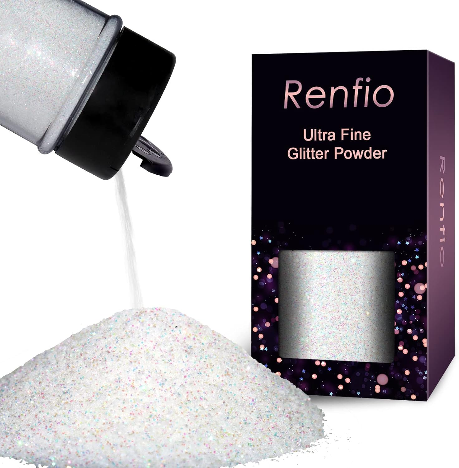 Renfio Iridescent Ultra Fine Glitter Powder Resin Supplies Glitters 1.94 Oz /55G PET Flake Crafts Sequins 1/128" Epoxy Chips for Christmas Decorations, Epoxy Resin, Snow Globe Tumblers - Dream Rainbow - Amethyst image number 7