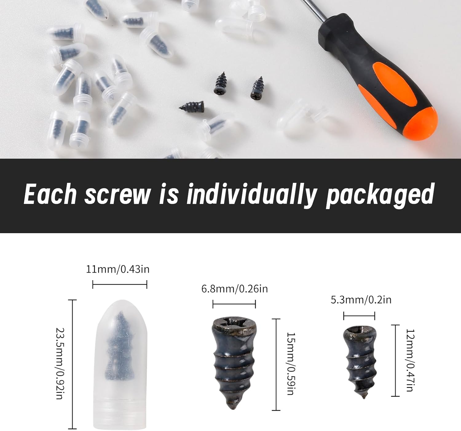 80 Pcs Tire Repair Rubber Nail, Vacuum Tire Repair Kits Spiral Rubber Nails Fast Tool Self-Service Tire Repair Nail for Car Motorcycle Truck (Black) image number 6