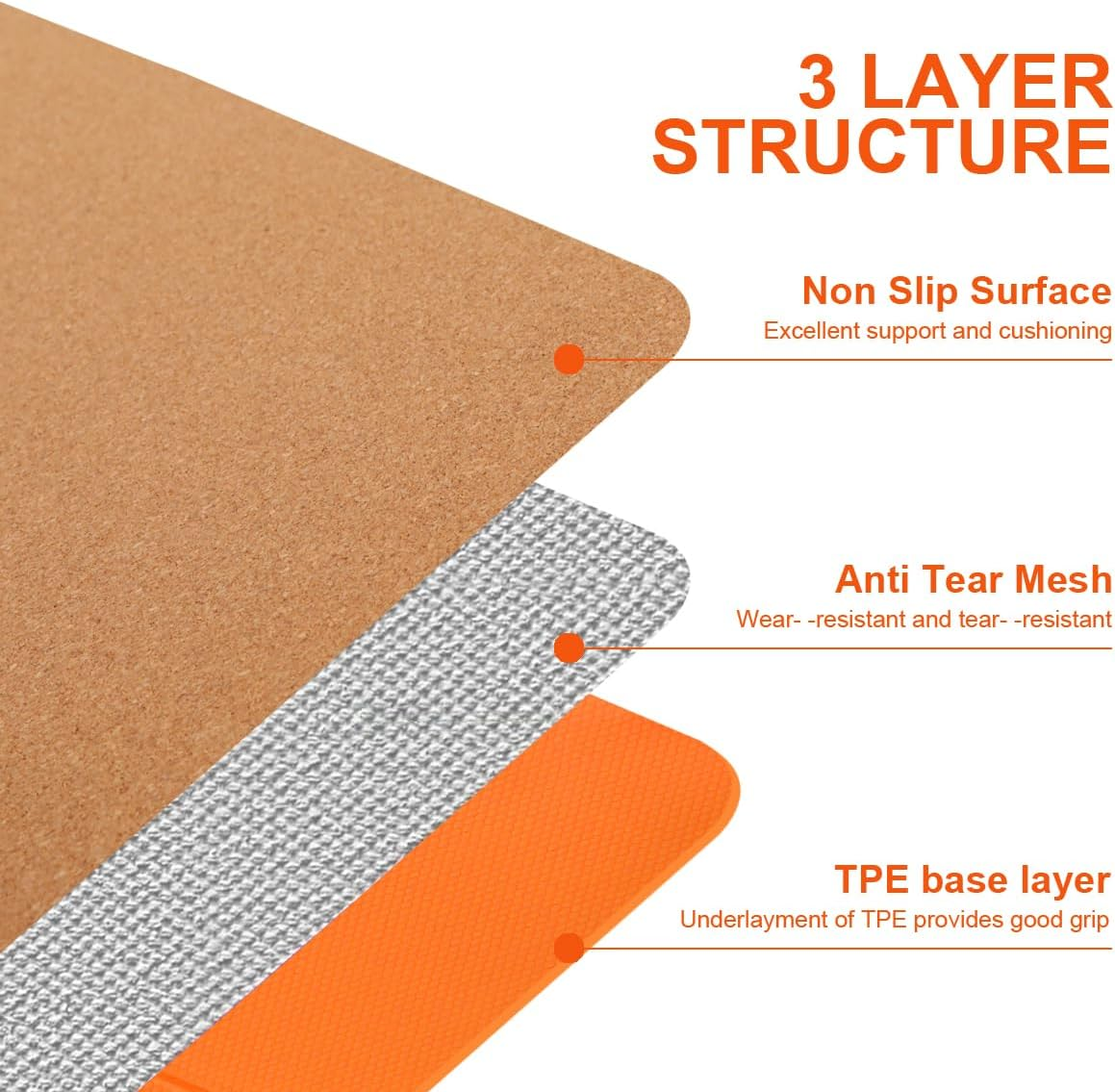 EKE Cork Folding Yoga Mat, 5Mm Thickness, Standard Size, Foldable, Lightweight and Portable, Travel, Suitable for Yoga, Pilates, Fitness, Sports, Training, Comes with Canvas Carry Bag Good Gift image number 6