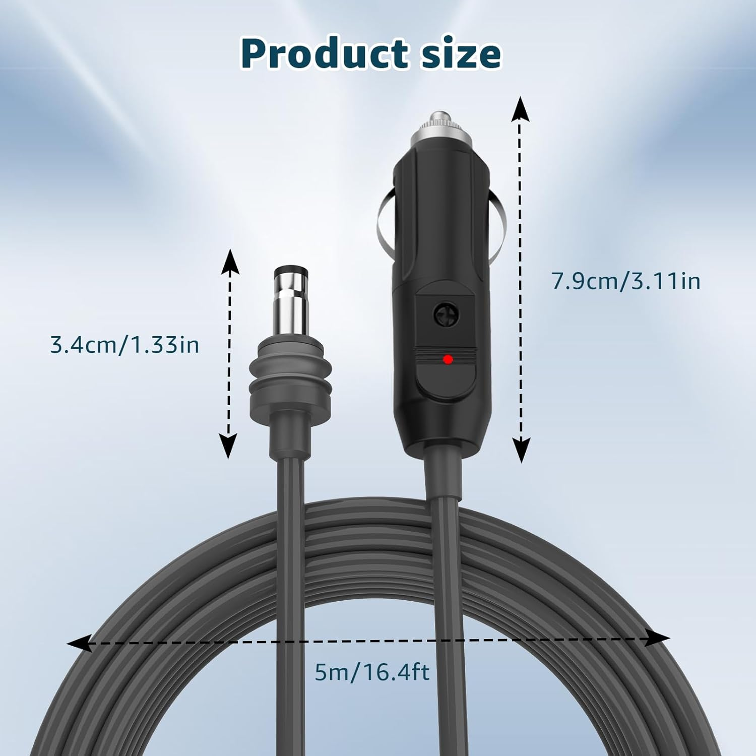 Hodeoo Cable for Starlink Mini Cigarette Lighter Cable,Replacement for Starlink Mini 12V Car Power Cable - Waterproof for Trucks,Buses,Ships 16FT image number 2