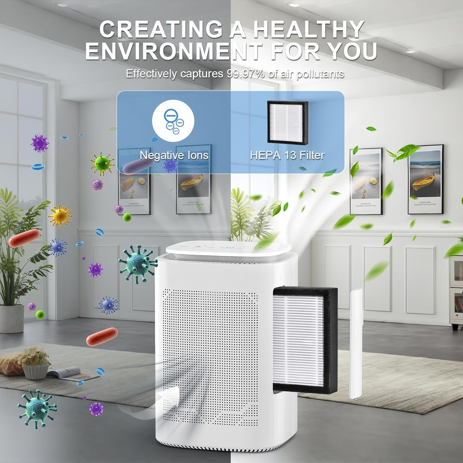 Advwin Dehumidifiers Air Purifier 2 in 1, Air Dehumidifier with Drain Hose 1600Ml Water Tank, Quiet Small Dehumidifiers Suitable for Bedroom, Bathroom, Wardrobe Room, Office, White - 2L image number 4