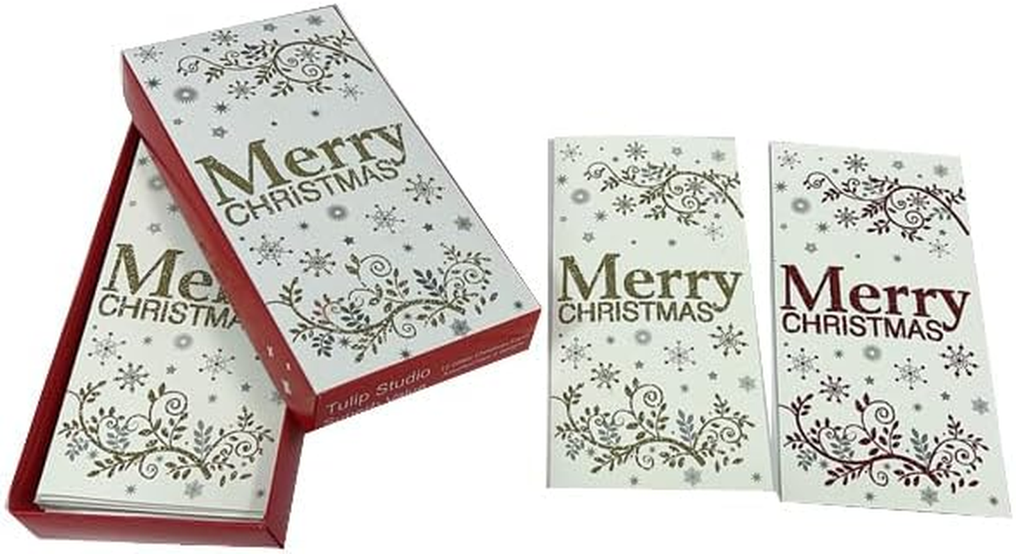 LYLAC Christmas Cards 12Pk with Envelops 11X22Cm Merry 2Cols