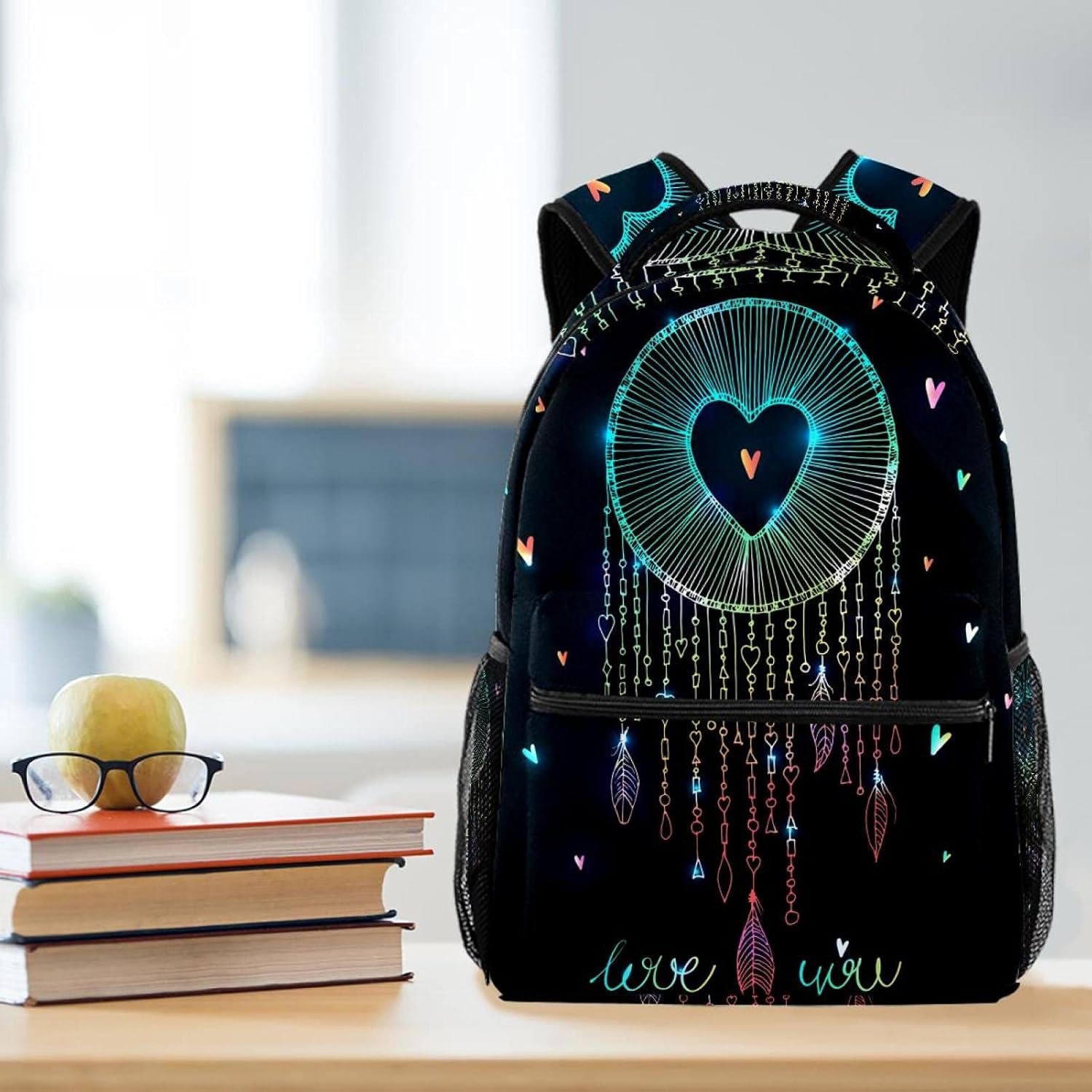 Design Heart Shape Dream Catcher Backpack Students Shoulder Bags Travel Bag College School Tote Backpacks image number 2