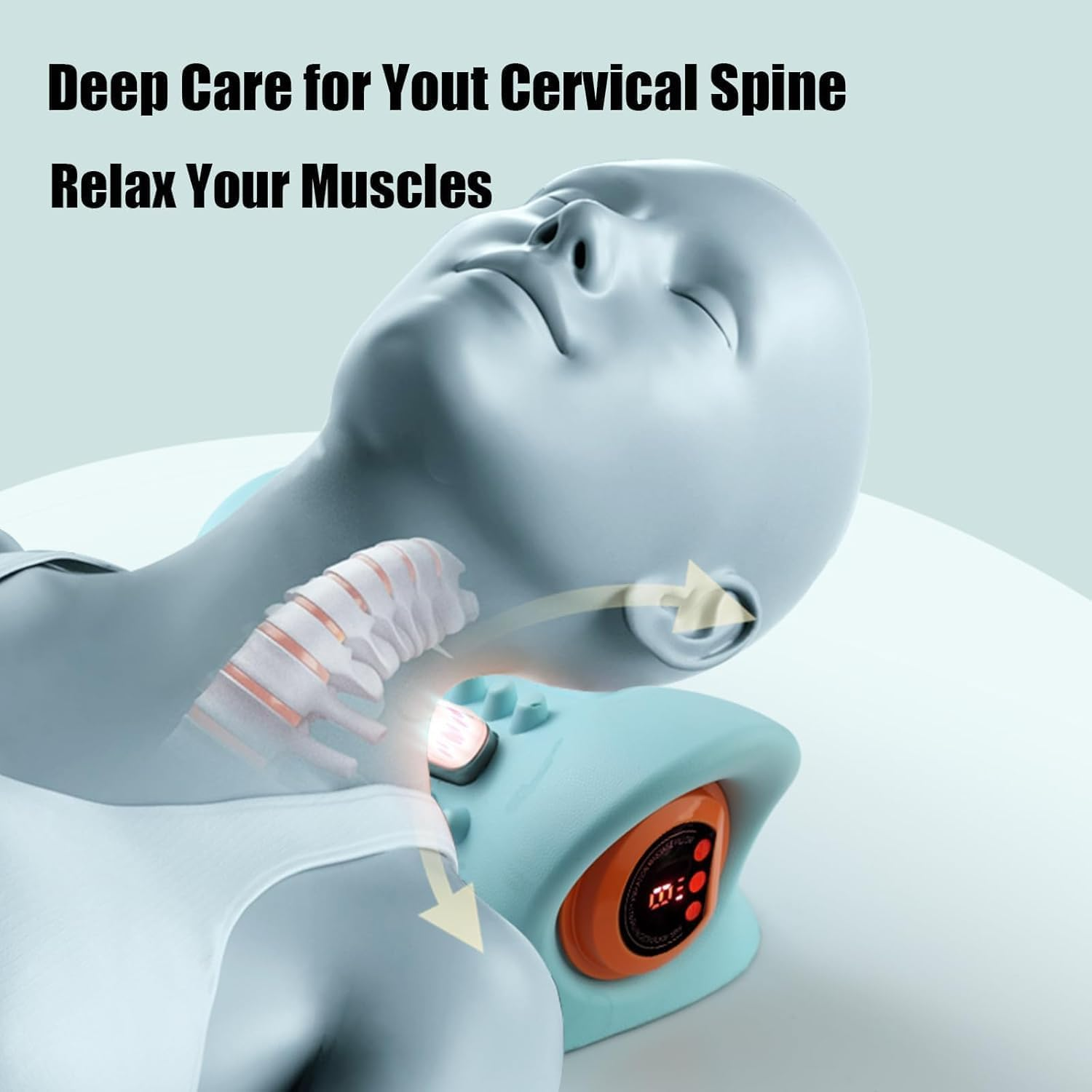 Neck Massager, Neck Stretcher and Shoulder Relaxer with Heat, Portable Cordless Shoulder Cervical Traction Device for Pain Relief Electric Massager Pillows (Blue) image number 3