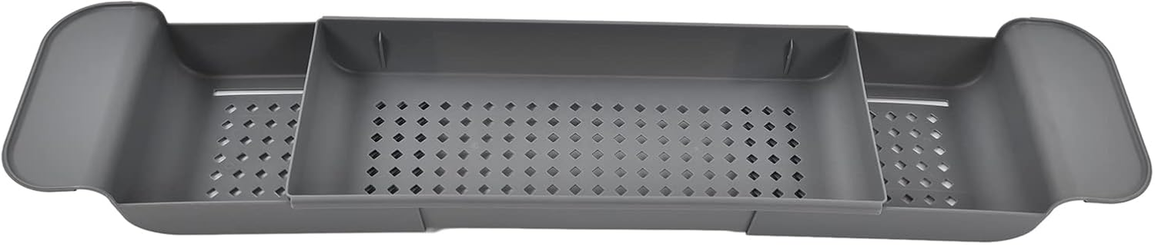 CHICIRIS Bathtub Tray Caddy, Plastic Sink Storage Rack Expandable Bath Organizer Shelf for Kitchen Bathroom, White (White)