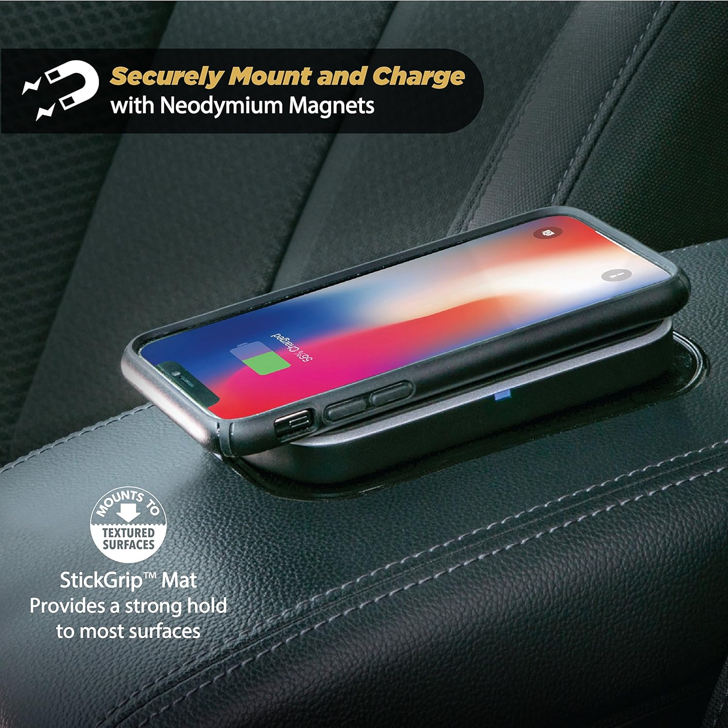 Scosche 5-10W Wireless Charging Magnetic Mat Mount image number 6