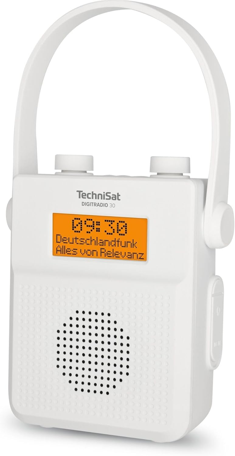 Technisat DIGITRADIO 30 Waterproof DAB+ Shower Radio (FM, DAB Digital Radio, Integrated Battery, Bluetooth, Waterproof According to IPX5, Alarm Clock, Favourite Memory, Headphone Connection) White image number 2