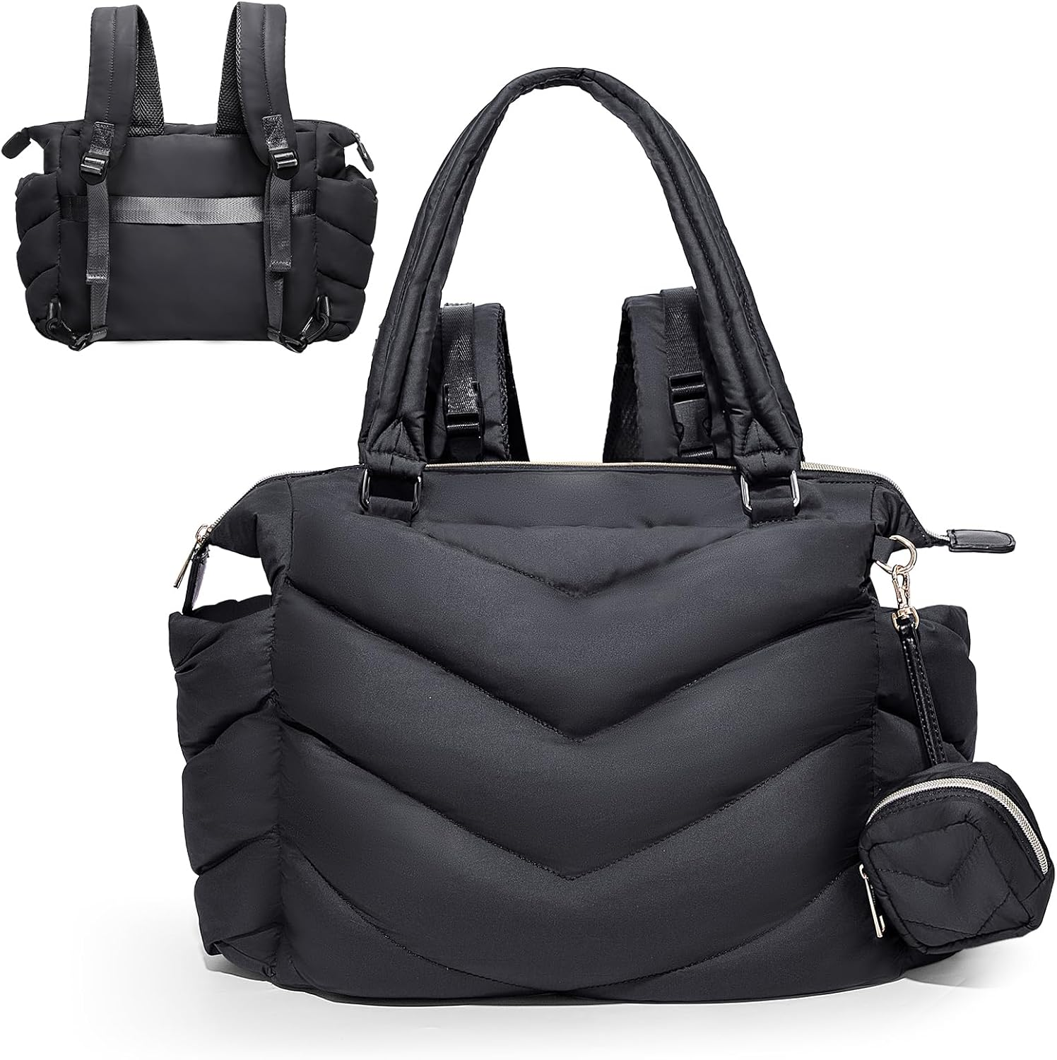 ILCOLPO Diaper Bag Tote with Pacifier Case, Lightweight Travel Diaper Bag Backpack with 10 Pockets