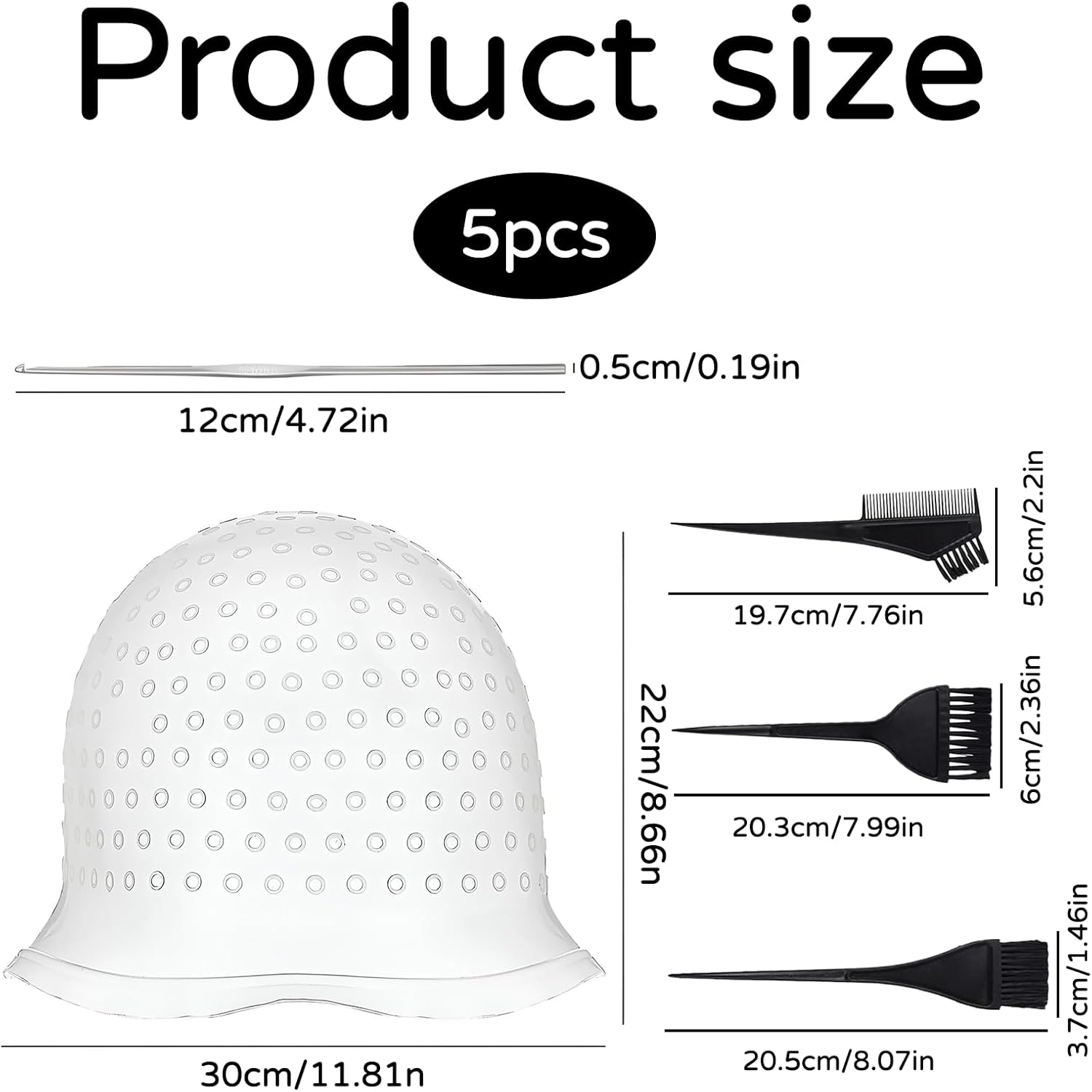 Pack of 5 Highlight Caps, Hair Colour, Silicone Highlight Cap for Hairdressing Salons and Families image number 2