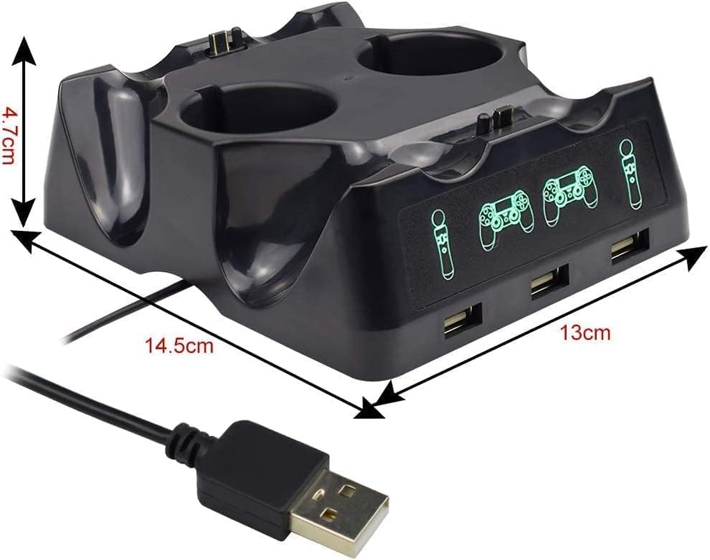Controller Charger Station VR Move Motion Controller Charging Dock with LED Indicator, Compatible with Playstation4/ PS4/ PS4 Slim/ PS4 Pro image number 1