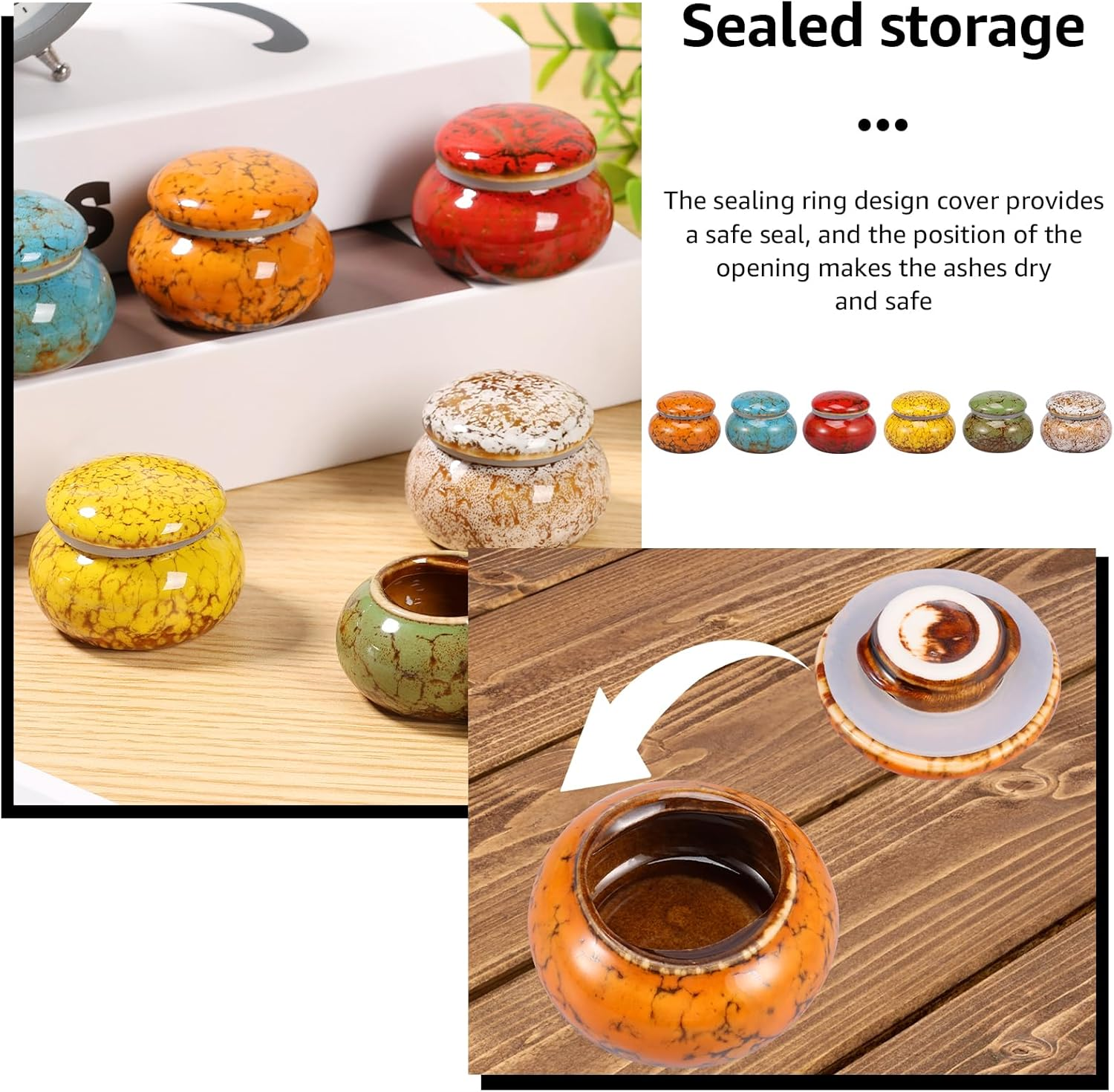 6 Pcs Ceramic Small Urn for Human Ashes Keepsake Compact Urns for Ashes Portable Keepsake Urn Reliable Mini Urn Decorative Small Urn Set for Human and Pet Ashes Fulasun. image number 6