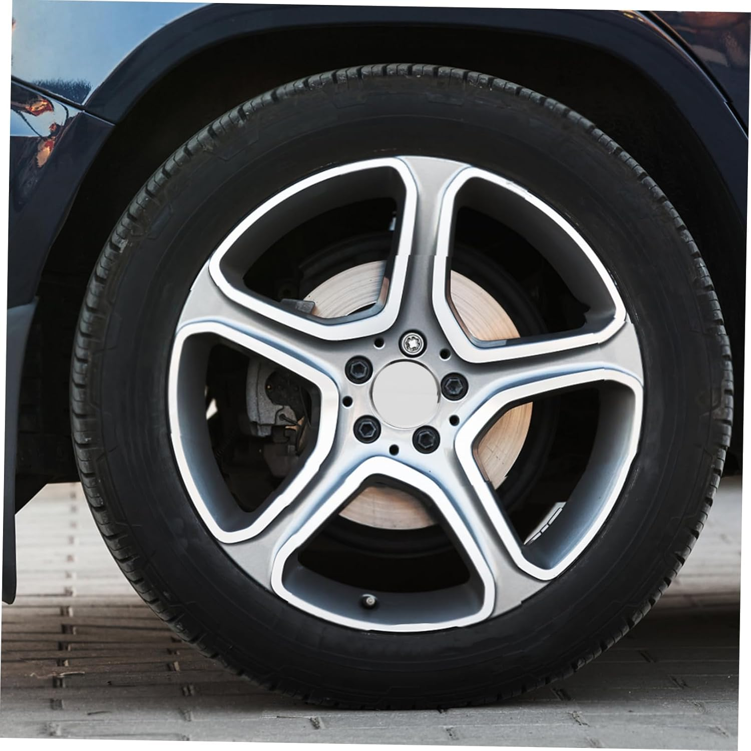 Outanaya 63Mm Wheel Hub Covers Center Caps 2Pcs Silver Car Wheel Center Hub Caps Replacement Automotive Rim Covers image number 2