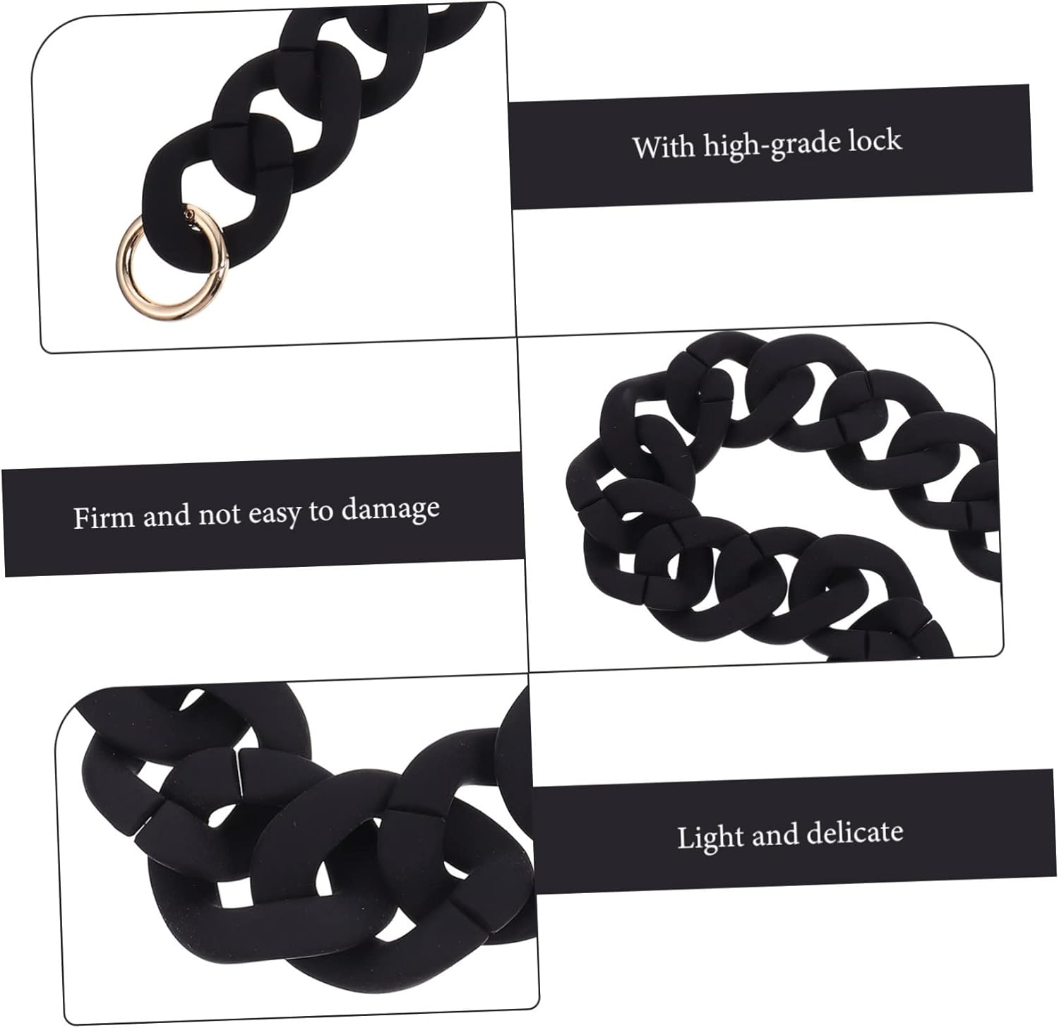 HEALEEP 3Pcs Resin Chain for Bag Match Style Hollow Out DIY Replacement Chain for Shoulder Bag Handbag Accessory