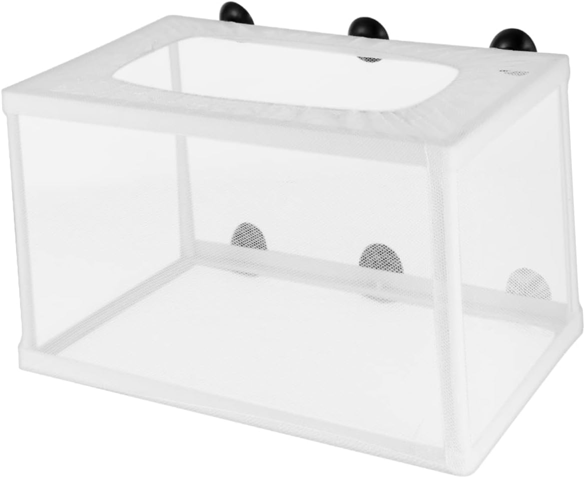 JOINPAYA 2Pcs Large Fish Hatchery Net with Suction Cups for Aquarium Tank, White Isolation Box for Fry Breeding and Juvenile Fish Protection in Aquatic Pet Care image number 2