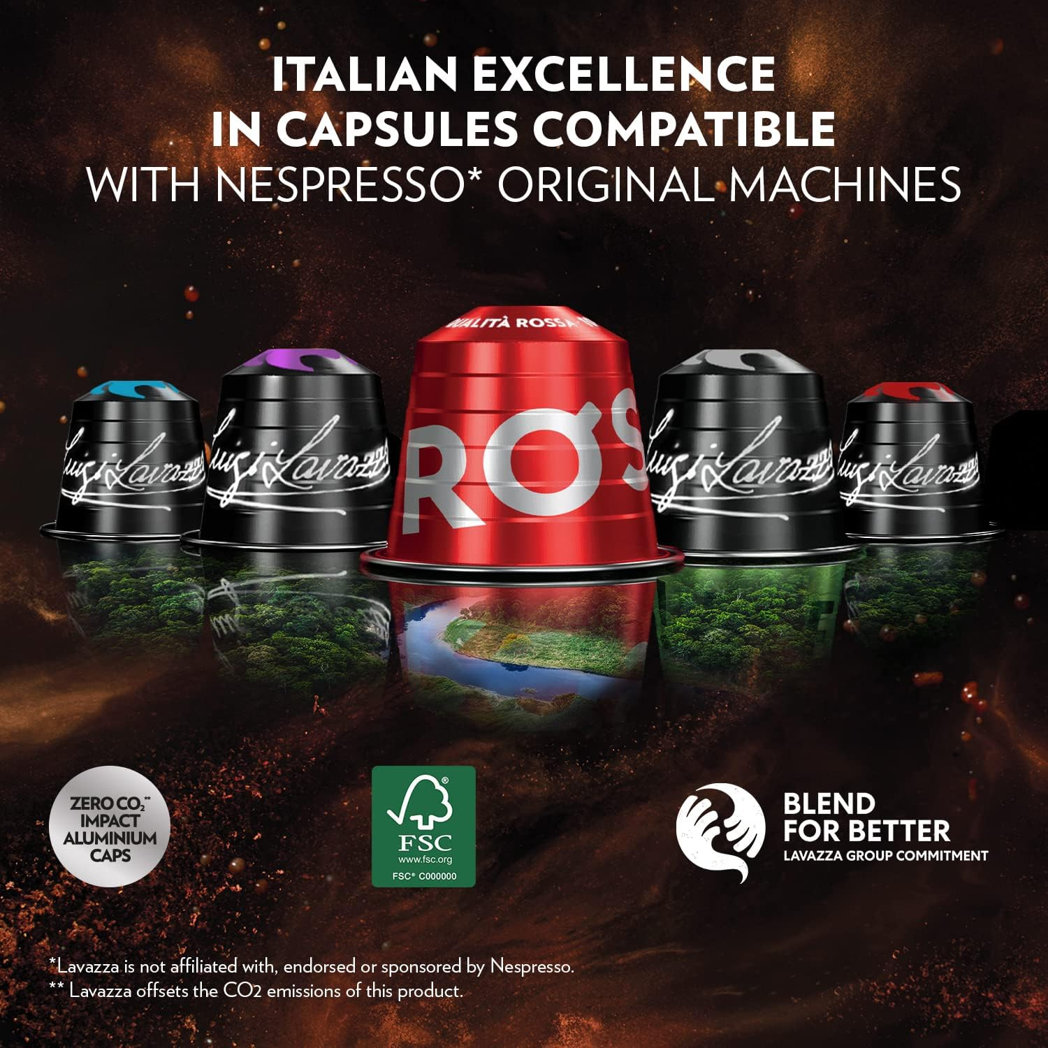 Lavazza, Qualit&agrave; Rossa, 100 Coffee Pods Compatible with Nespresso Original Machines, Chocolate Notes, Arabica & Robusta, Intensity 10/13, Medium Roasting, 10 Packs of 10 Coffee Pods image number 6