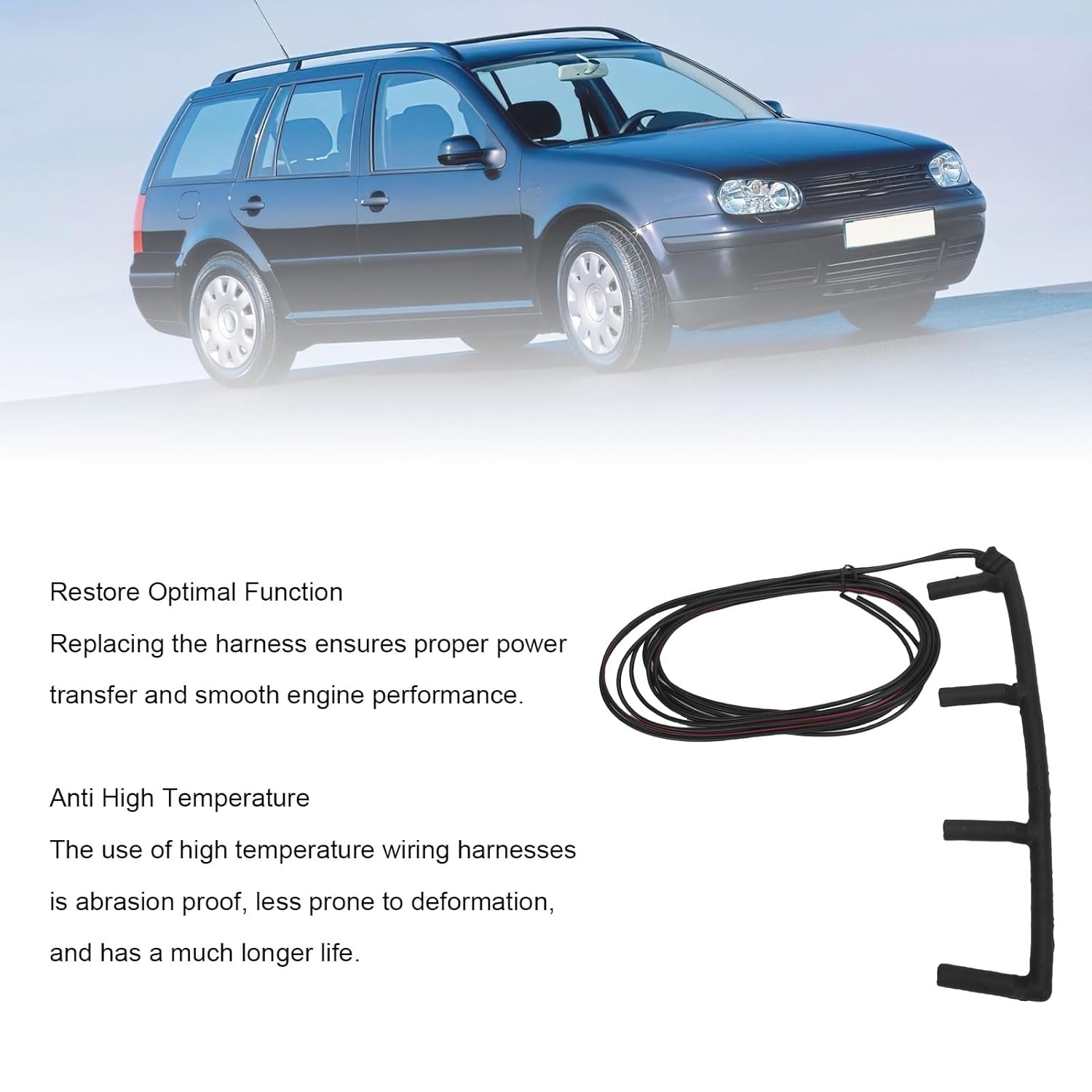 Sorandy 038971782B 2 Wire Glow Plug Wiring Harness, Direct Replacement for 7M6 7M8 7M9 1.9 2.0 TDI, Automotive Replacement Harness Bridge image number 2