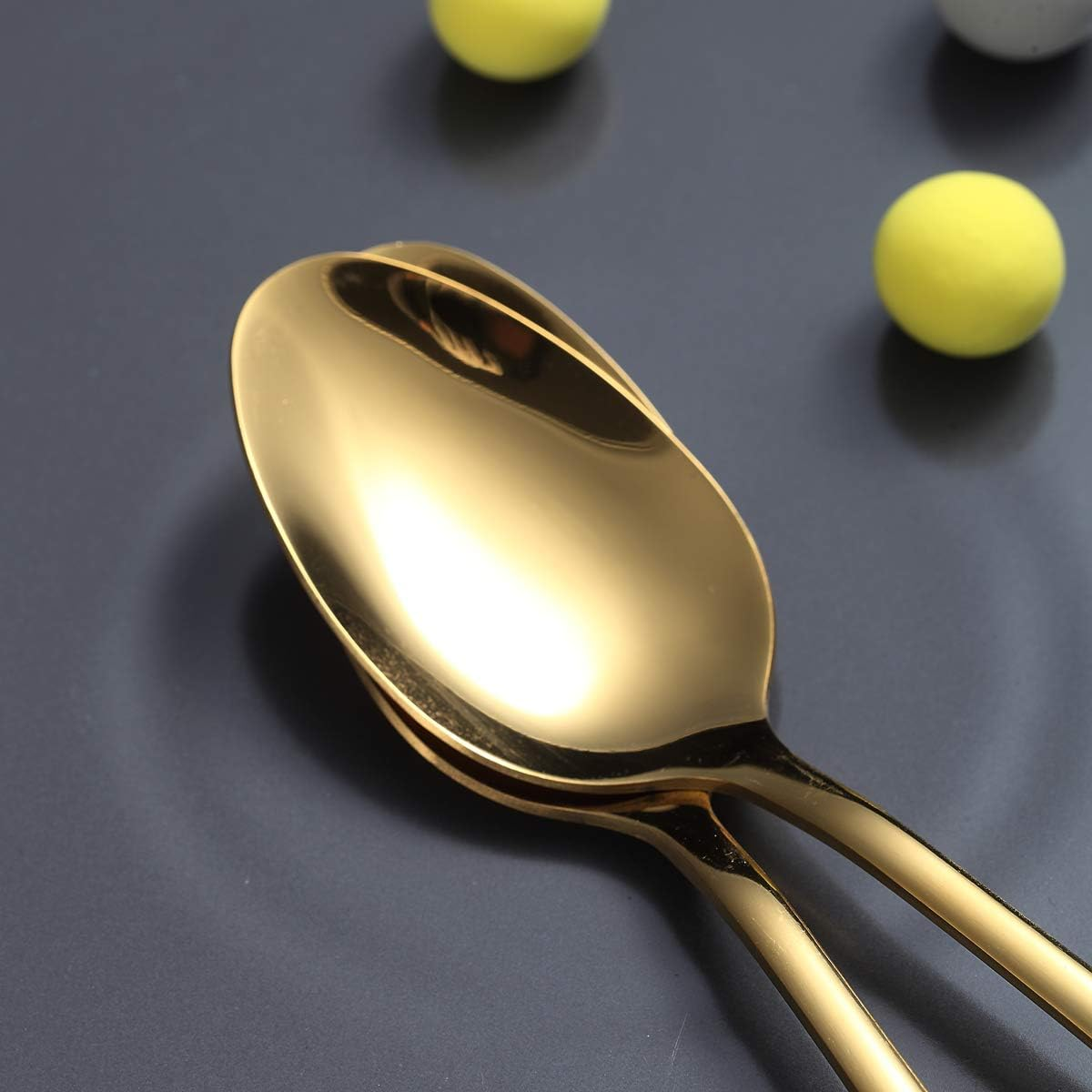 Berglander Gold Dinner Spoon of 4, 7.5 Stainless Steel Titanium Plating Shiny Gold Soup Spoons Silverware, Golden Soup Spoon Table Spoon Set Sturdy Easy to Clean, Dishwasher Safe - B. 24 Pieces image number 5