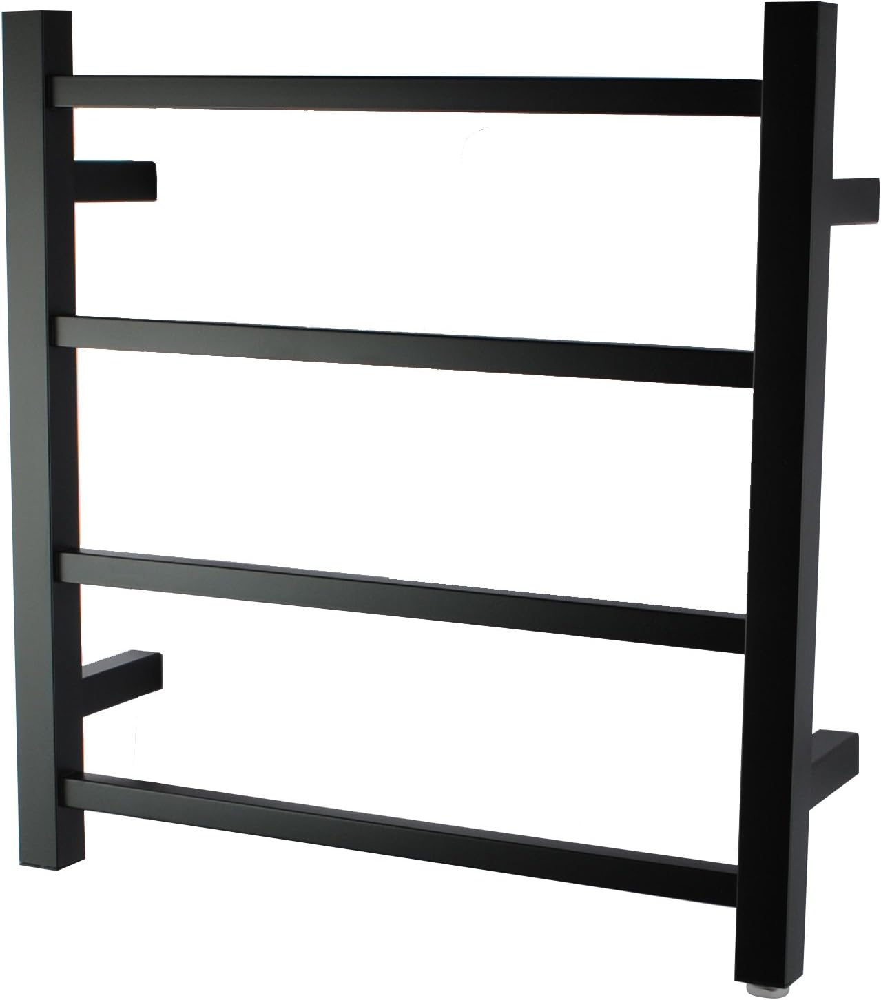 Electric Heated Towel Rack Wall Mounted Towel Rail 4 Bars Square (Black)