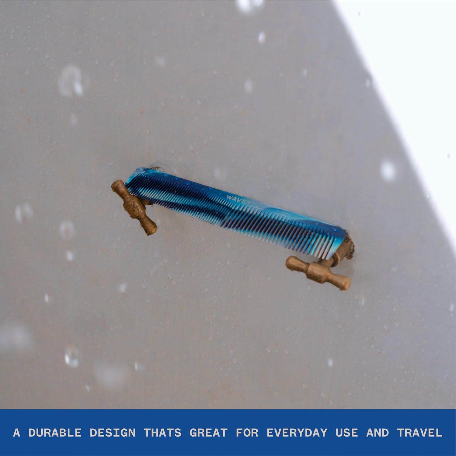 WAVEY Quality Hair Comb for Men and Women, Recycled Ocean Plastic, 7 Inches Length Perfect for Home and Travel, Wide and Fine Tooth for Thick, Thin, Wavy, Straight and Curly Hair Styling - BLUE - Blue image number 2