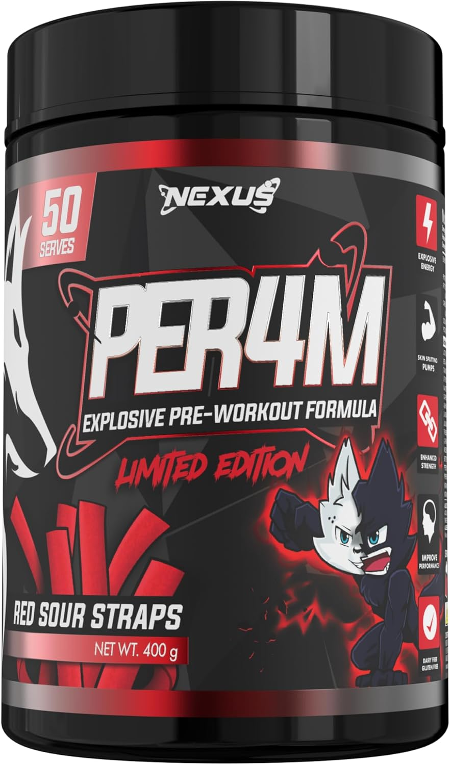 Nexus PER4M Pre Workout Powder Supplement, English Walnut, Alpha GPC, Caffeine Anhydrous, L-Citrulline, Beta Alanine, Taurine, L-Tyrosine, Dairy & Gluten-Free, 50 Servings (400G) (Passionfruit Slice) image number 5