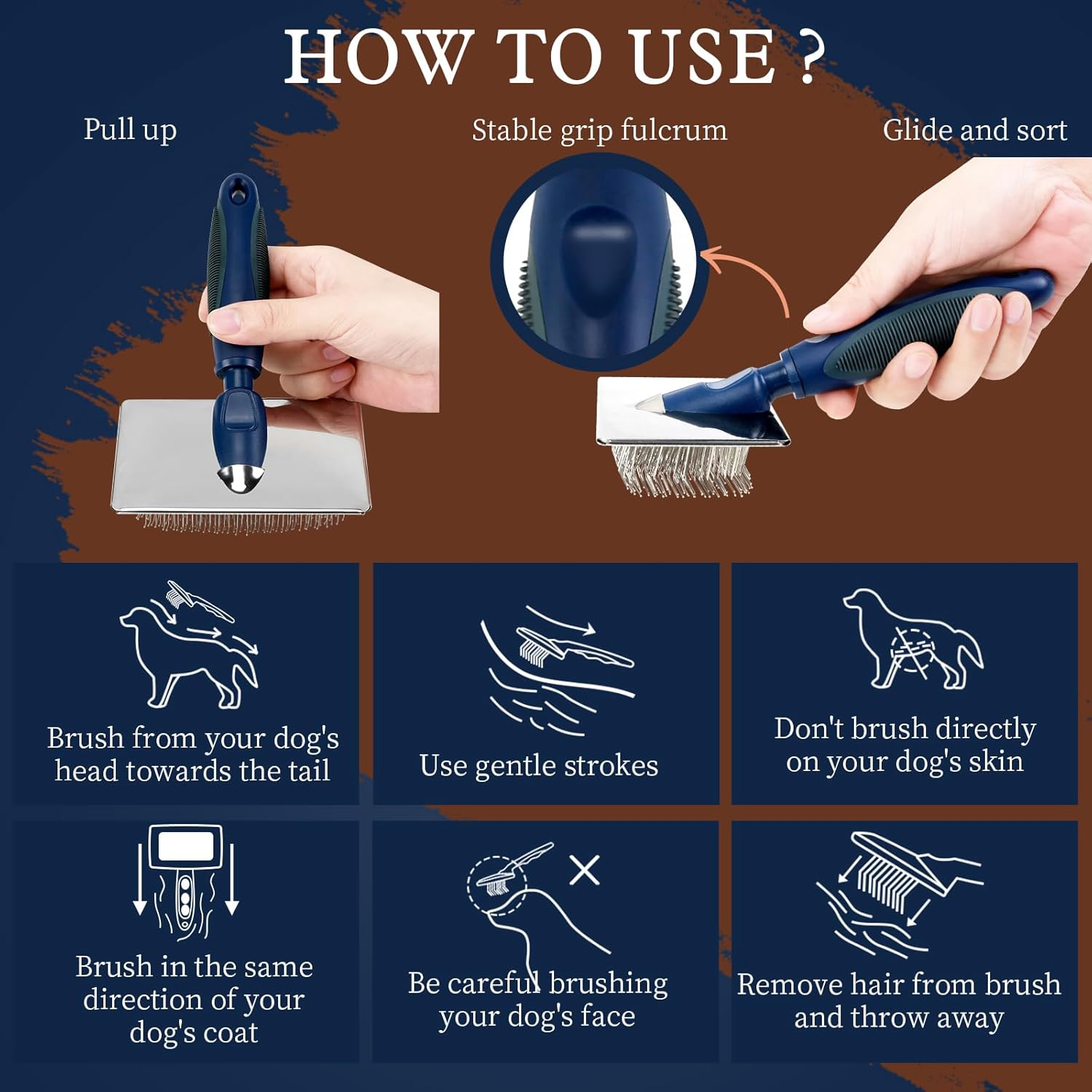 Gentle Slicker Dog Brush with Protective Ball Pins- Soothing Massage Brush for Sensitive Skin & Coat Care- Professional Grooming Brush for Long Haired Dogs & Cats image number 2