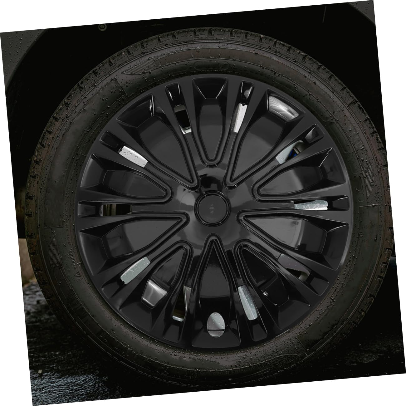 GETAJGHSD 15-Inch Car Hubcaps Decorative Wheel Hub Covers Full Black Rim Caps Universal Automotive Wheel Covers for Vehicle Exterior Trim image number 1