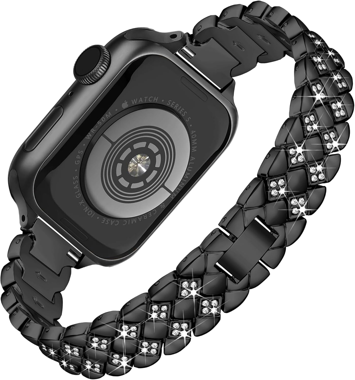 Vamyzji Compatible with Apple Watch Bands Ultra 49Mm 46Mm 45Mm 44Mm 42Mm, Fashion Metal Band for Apple Watch Ultra 3 2 1 Series 11 10 9 8 7 6 5 4 SE 3 2 1, Bling Jewelry Bracelet for Women,Rose Gold