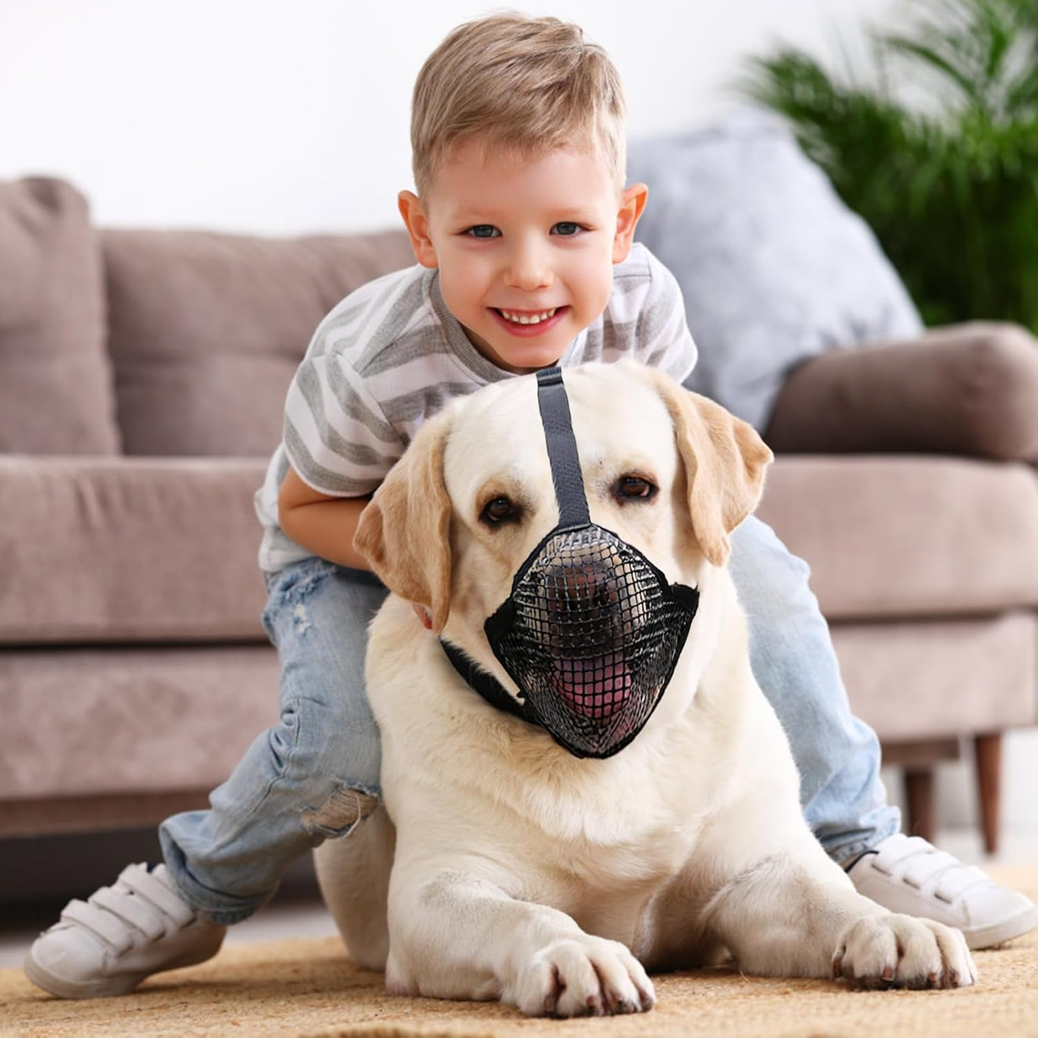 Muzzle for Dogs, Poison Bait Protection Muzzle Adjustable and Breathable for Large Safety Lock for Dogs Weighing 25-37.5 Kg for Prevents Biting Chewing and Barking (L) image number 2