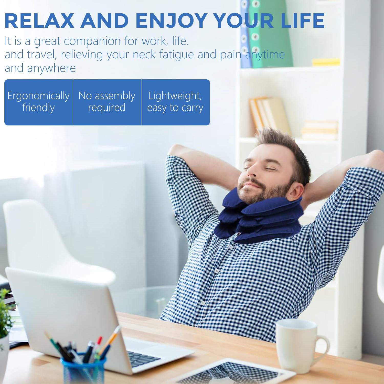 RAFSUN Neck Stretcher - Adjustable Cervical Traction Device for Neck Pain Relief, Inflatable Neck Brace for Spine Alignment & Decompression at Home image number 5