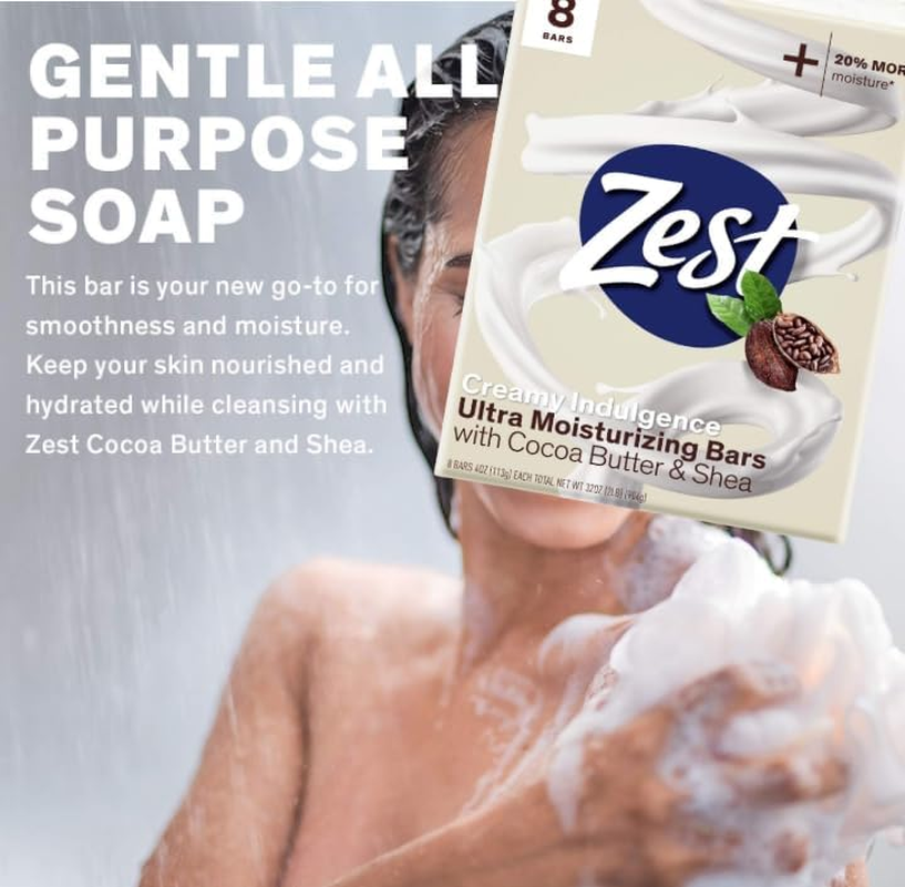 Zest 8-Bar Bath Size Soap, Creamy Cocoa Butter & Shea, 4 Ounce image number 3