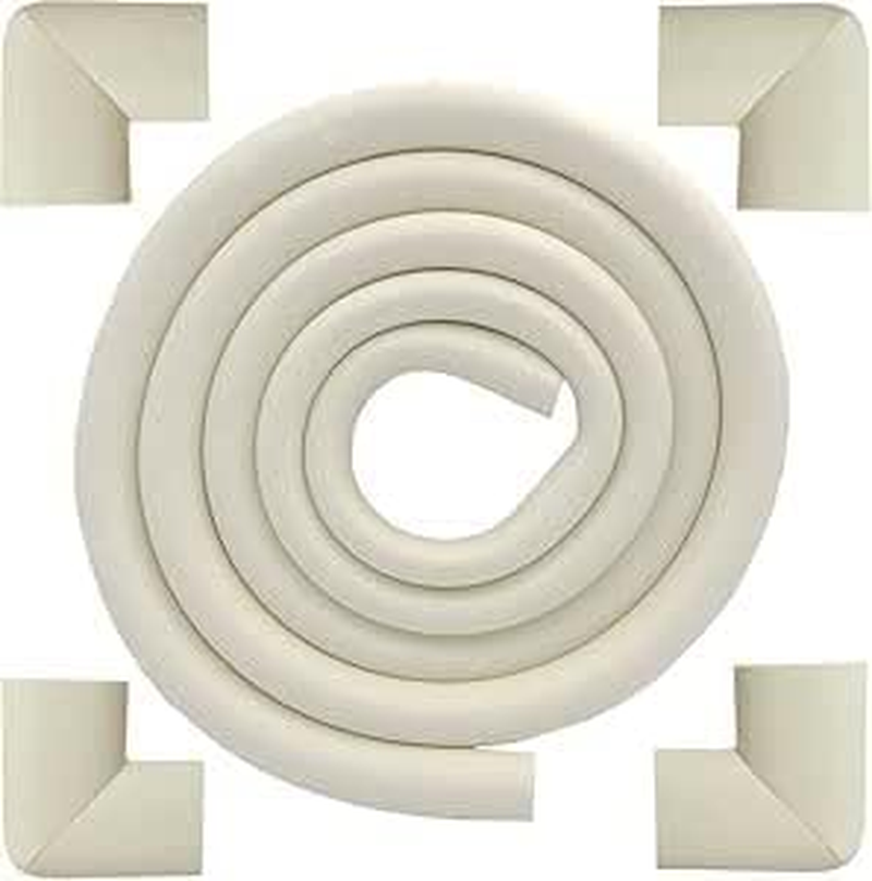 Furniture Foam Corner Guards Protect，Safety Bumpers Kit,Baby Table Anti-Collision Strip for Table, Fireplace, Countertop(2-Meter Long White with 4 Corners)