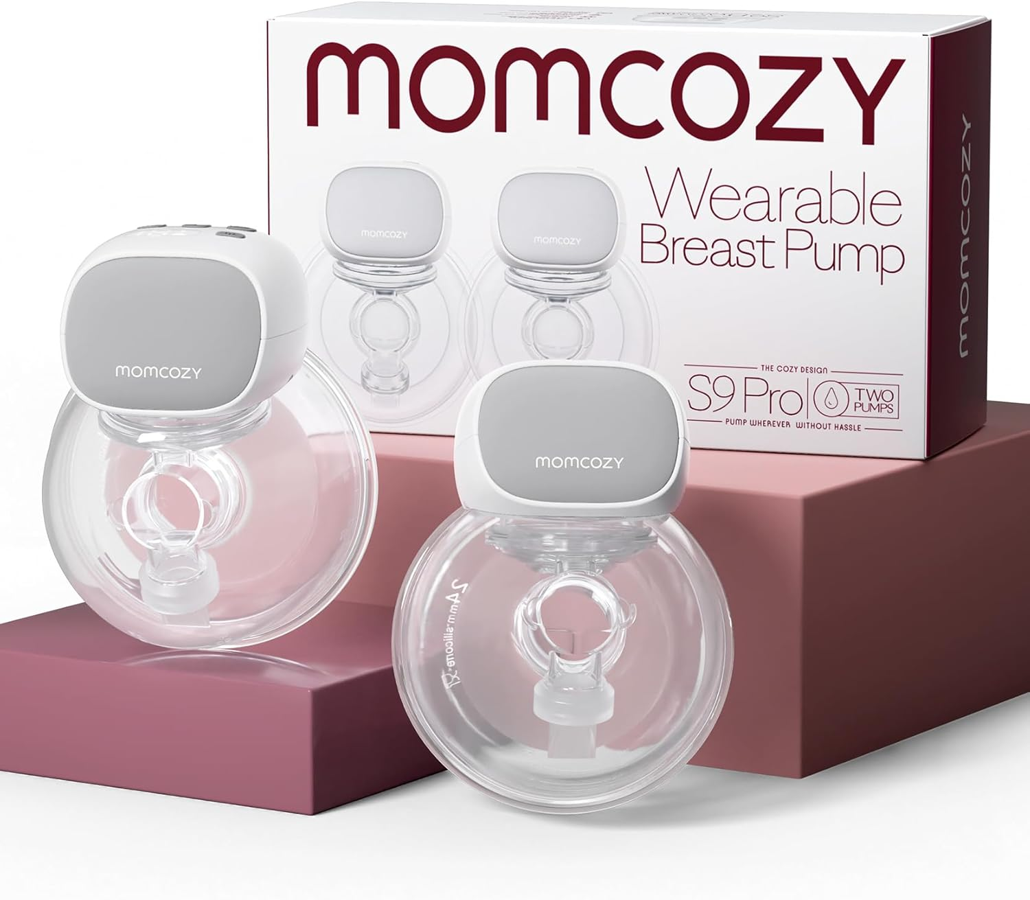 Momcozy Breast Pump Hands Free S9 Pro of Longer Battery Life & LED Display, Wearable Breast Pump Double Portable Electric Breast Pump with 2 Modes & 9 Levels - 24Mm, 2 Pack Gray image number 3