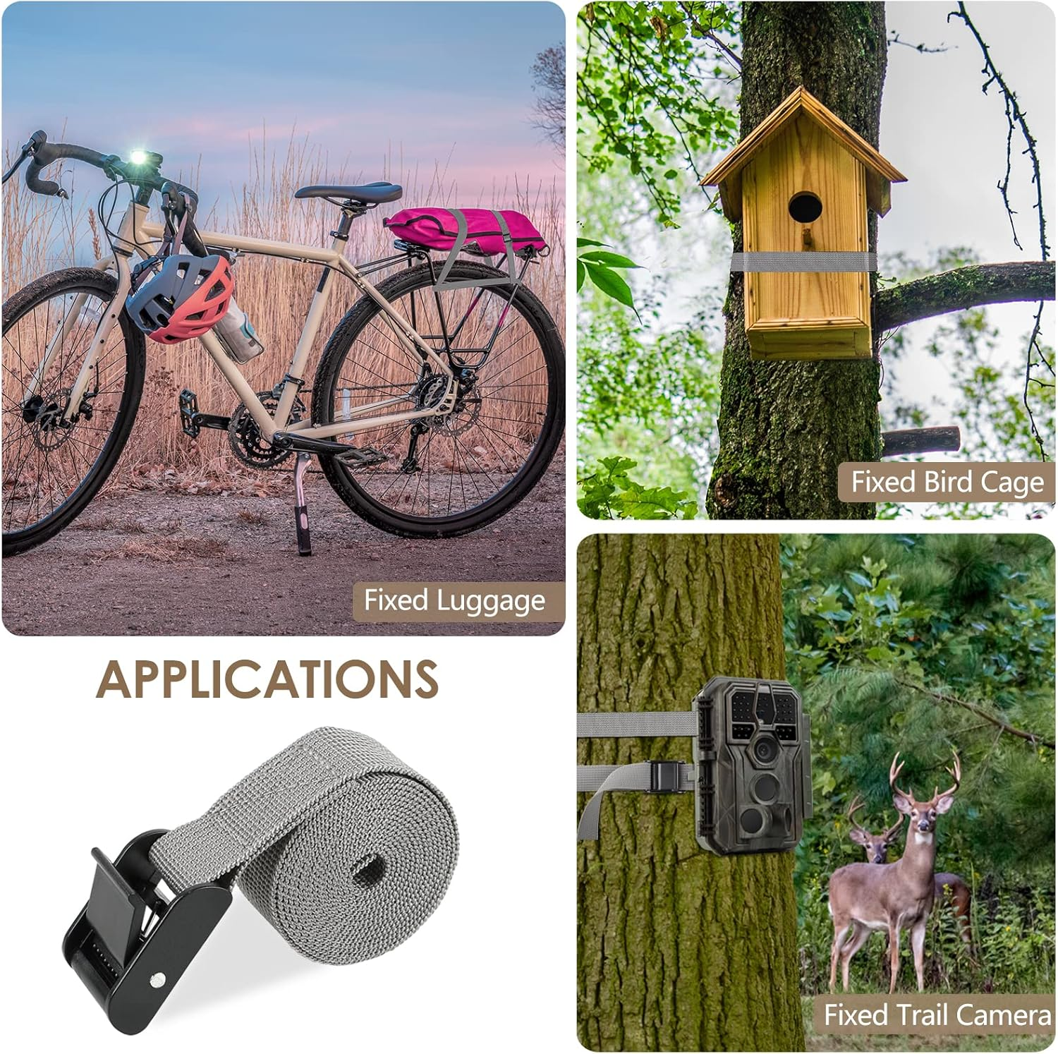 5 Pack Adjustable Tie down Cinch Straps, 150Cm/4.92 Feet Heavy Duty Nylon Lashing Straps with Cam Buckles Packing Straps for Securing Cargo, Motorcycle,Kayak, Surfboard,Trail Cameras