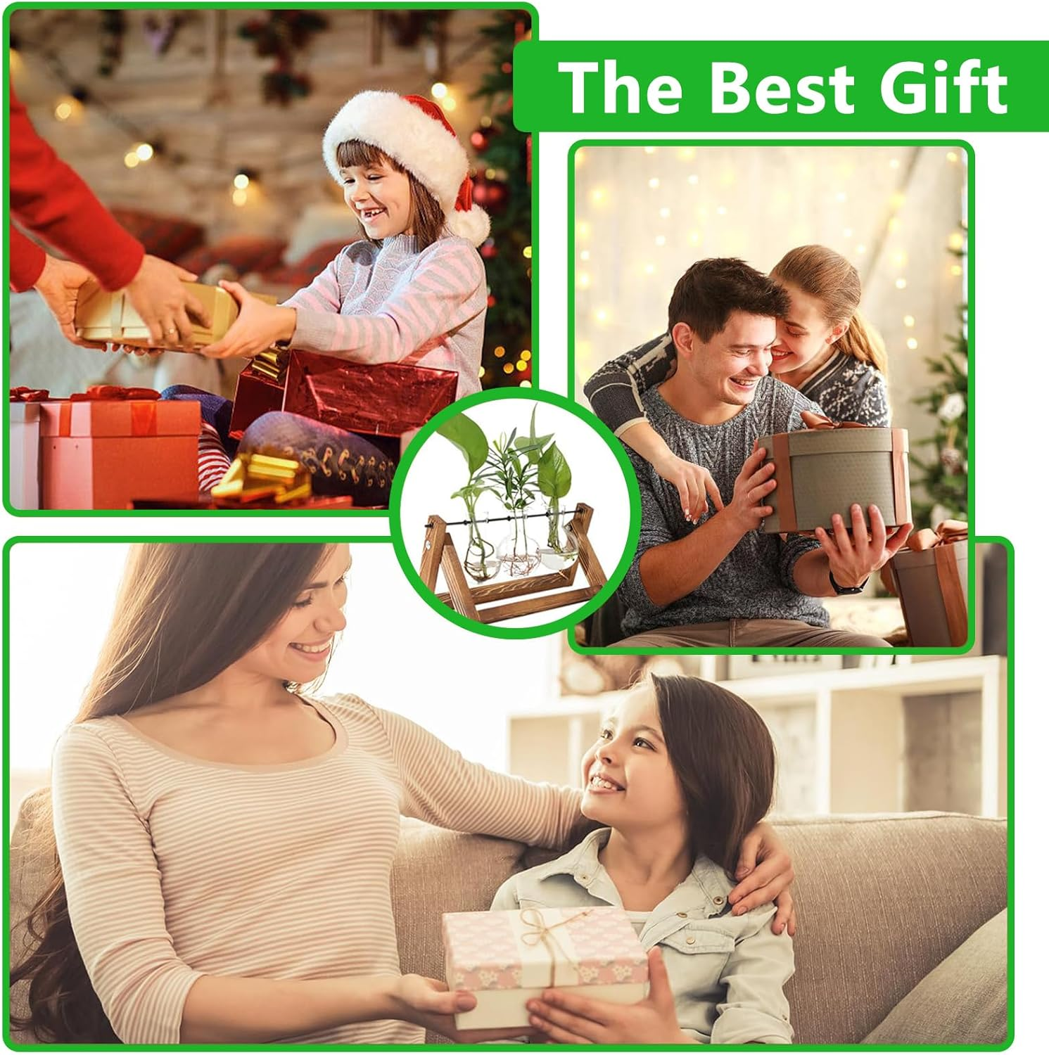 Propagation Station Plant Terrarium with Wooden Stand, Desktop Propagation Stations Glass Hydroponics Terrarium Planter Holder for Gardening Office Home Decor(3 Bulbs Vase) image number 6