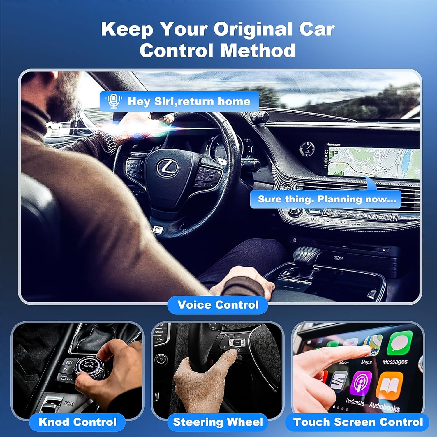 2-In-1 Mini Android Auto and Wireless Carplay Adapter Convert Factory Wired to Wireless Dongle, Compact Size USB Carplay Stick Android Auto Adapter for Ios 12+/Aandroid No Delay image number 2