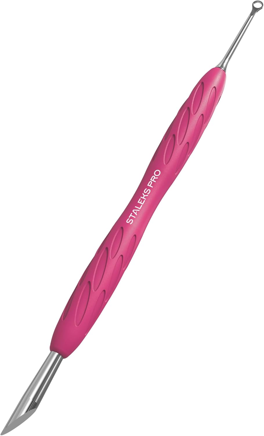 STALEKS PRO by Natury Nails Cuticle Pusher with Rubber Silicone Handle, Stainless Steel, UNIQ 11/2