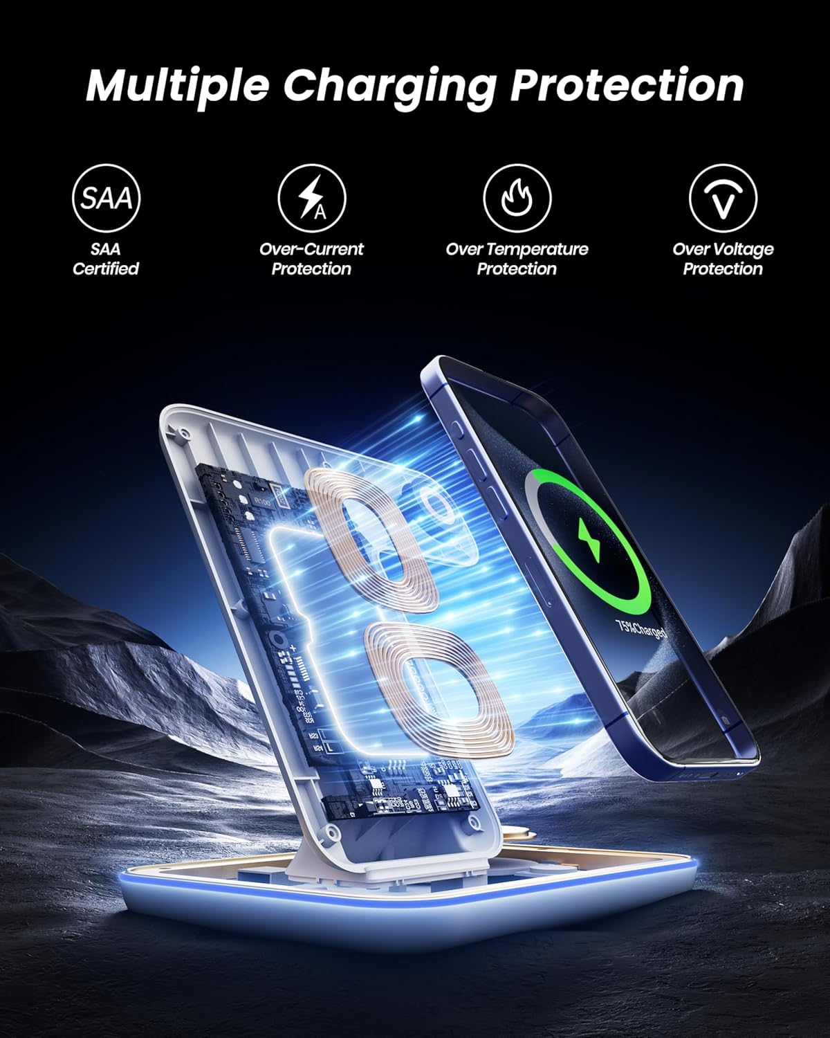 3-In-1 Wireless Charger for Apple, 15W Fast Wireless Charging Station, 3 In1 Wireless Charger Dock Compatible with Iphone 16/15/14, Airpods, Apple Watch, Iwatch 10/9/8 image number 5