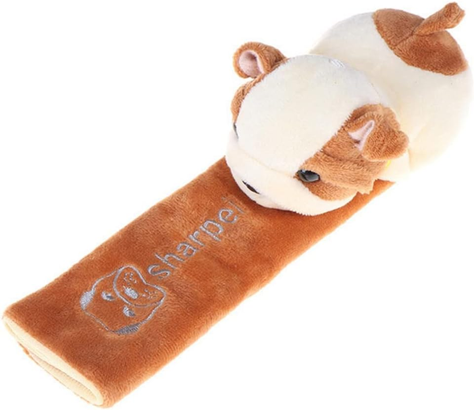 Katutude Car Seat Belt Cushion Car Seat Belt Strap Cover, Cute Animal Plush Shoulder Strap Pad Seat Belt Cover Adjustable Super Soft Belt Protector for Kids Adults, Brown Dog
